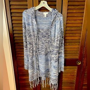Duster Cardigan Sweater Hoodie With Fringe
